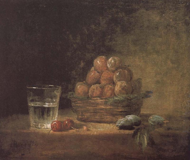 Jean Baptiste Simeon Chardin Lee s basket with two glass cups cherry stone oil painting image